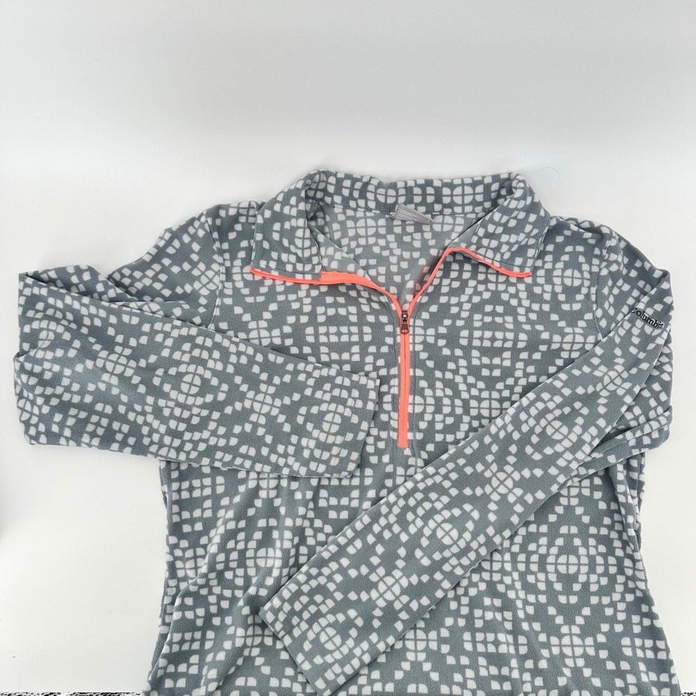 Columbia Glacial IV Fleece Pullover Grey Geometric Coral Zip Size L